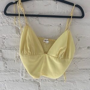 Superdown pale yellow crop top
